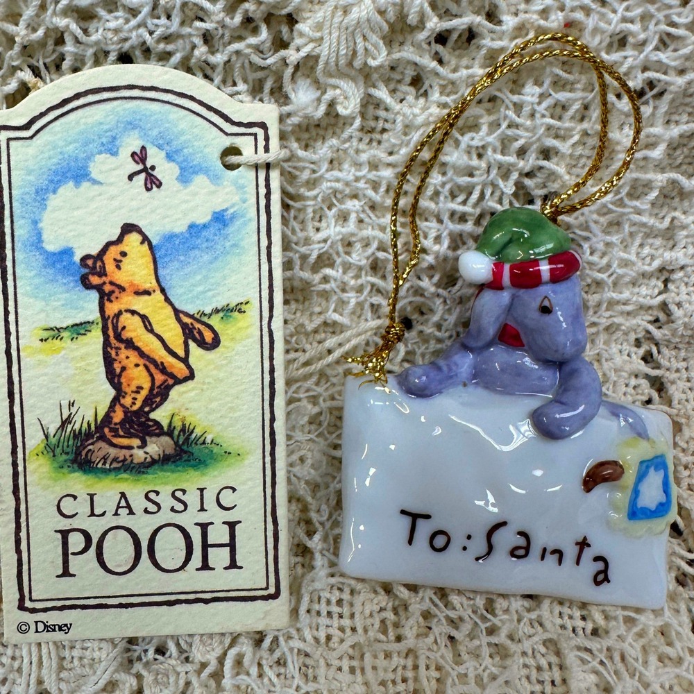 Disney Classic Pooh Eeyore To Santa Letter Ceramic Christmas Ornament Holiday